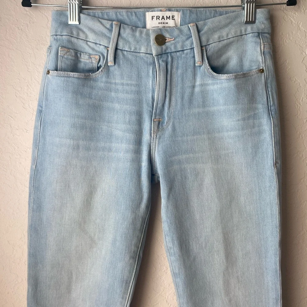Frame Le Crop Mini Boot Denim Blue Light Wash Jeans ~ Size 24 - Picture 2 of 12